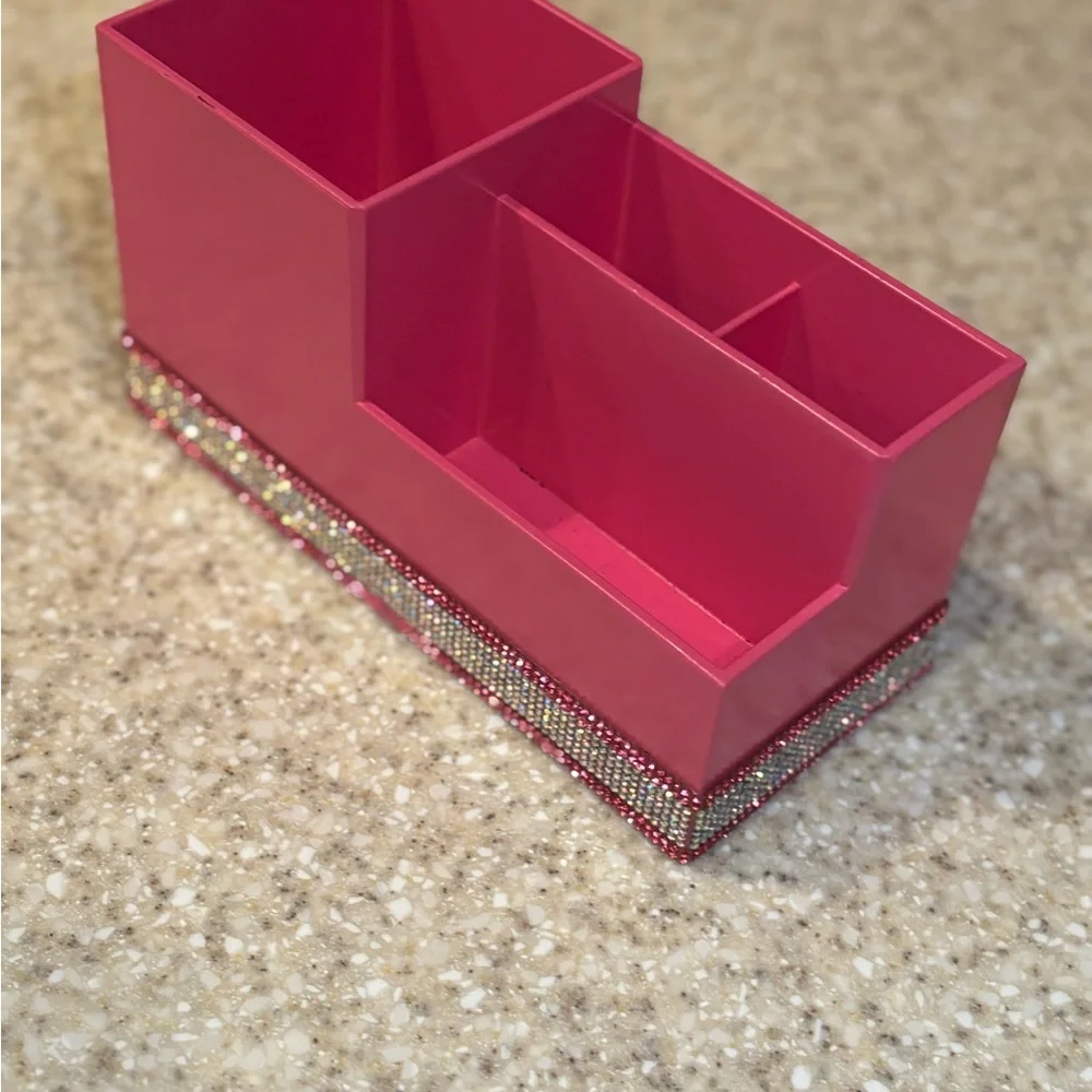 Pink Decorative Organizer with Rhinestone Trim!